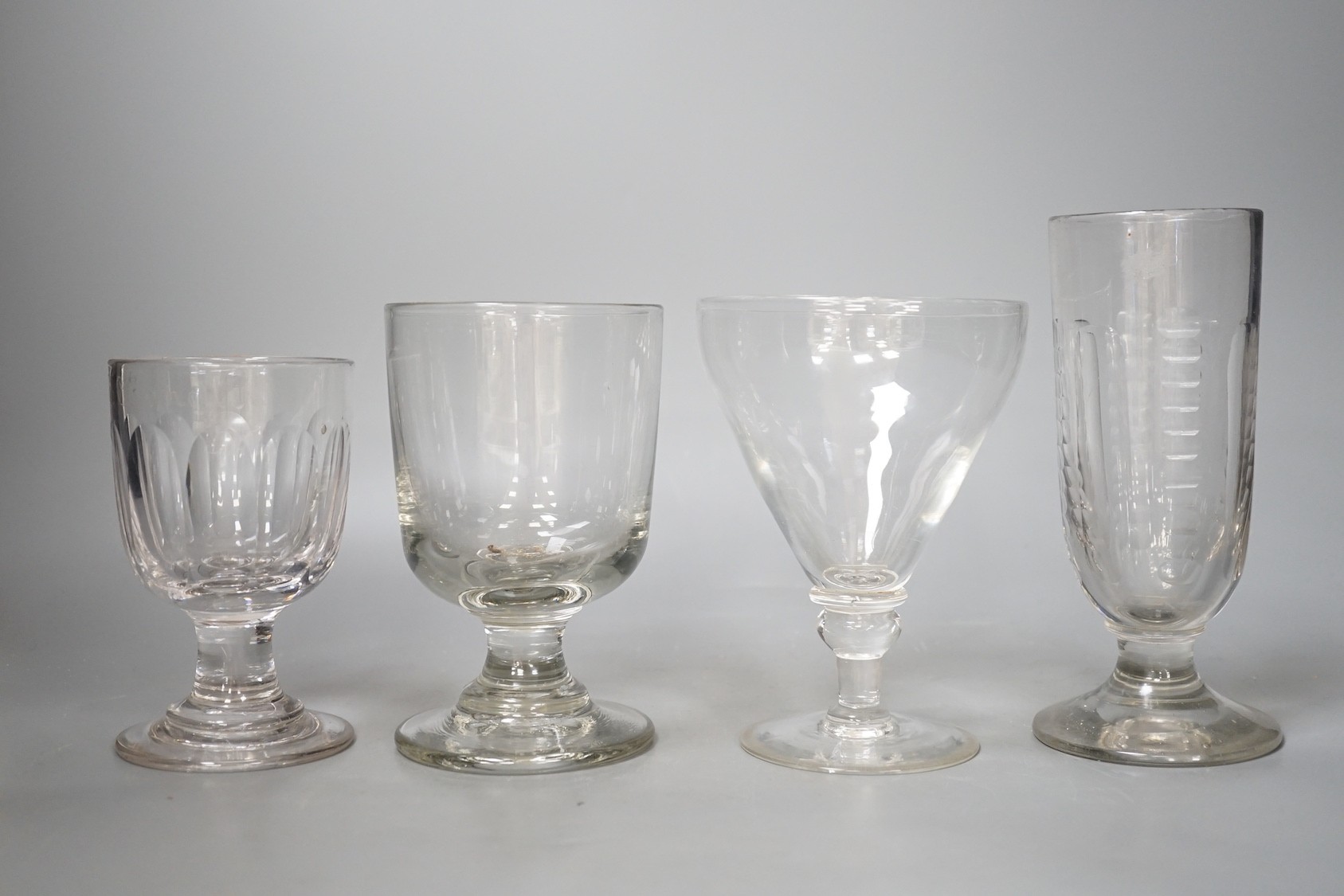 Four 19th/20th century glass rummers - tallest 18.5cm